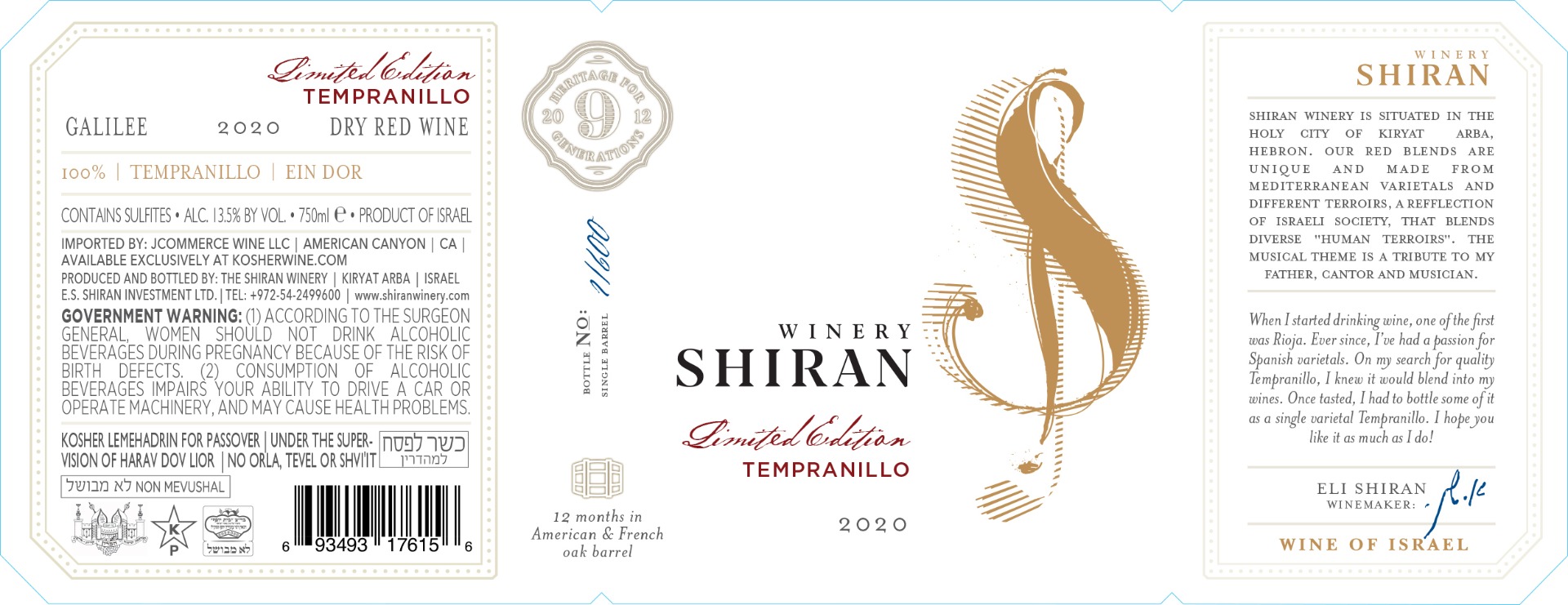 Shiran Limited Edition Tempranillo 2020
